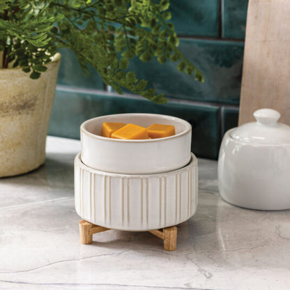 Candle Warmer & Wax Melter - Ceramic and Wood